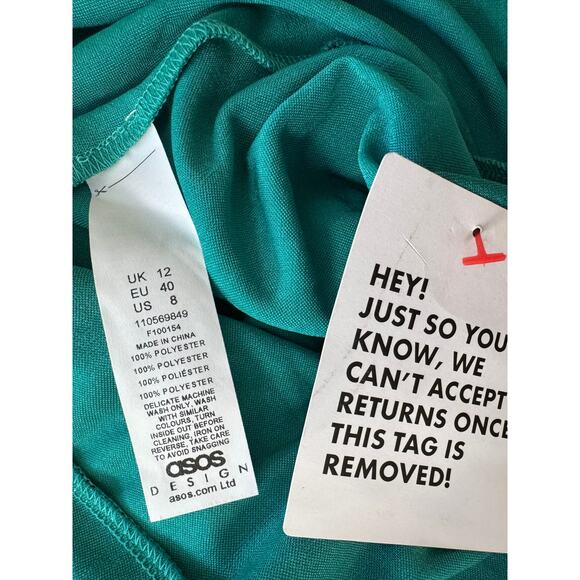 New ASOS NORDSTROM Women's Aqua Blue Bandeau Tuck Drape Maxi Dress Size 8 - Picture 6 of 7